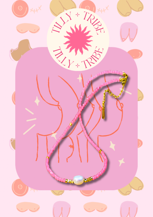 Beaded pink petal necklace