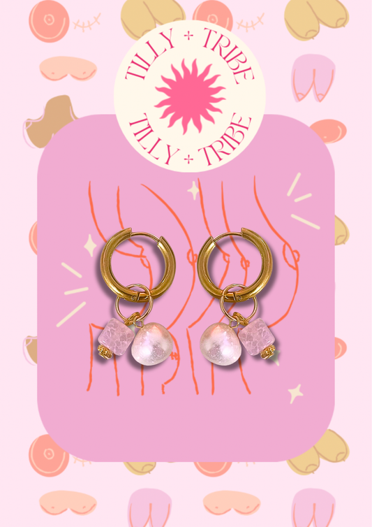 Gold pearl and stone hoops