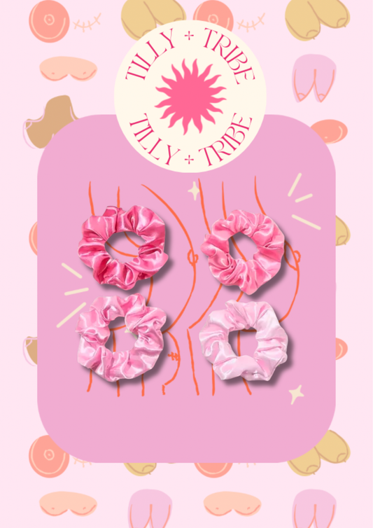 4x pack pink silk scrunchies