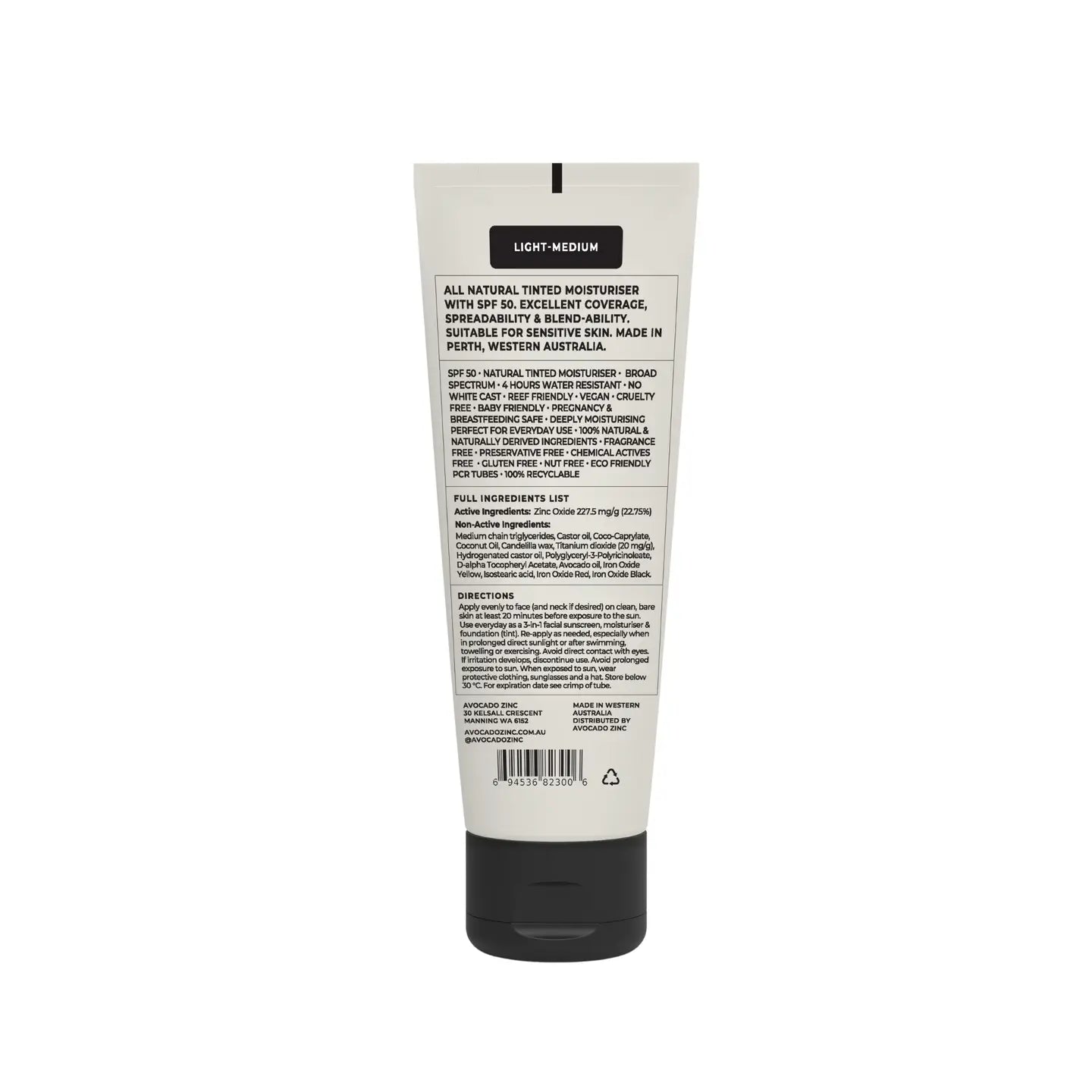Avocado Zinc - Spf 50 Natural Tinted Moisturiser - Light-Medium