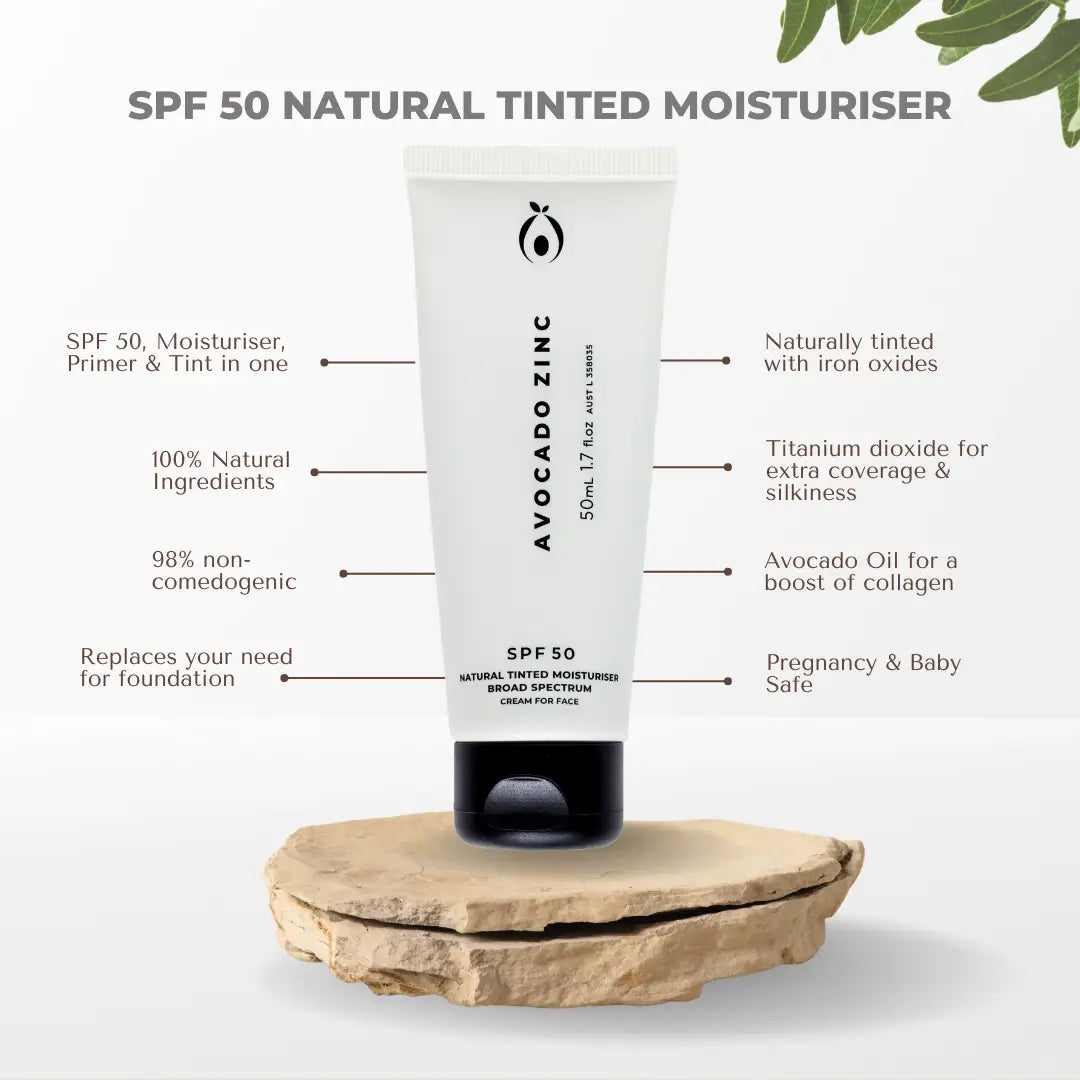 Avocado Zinc - Spf 50 Natural Tinted Moisturiser - Light-Medium