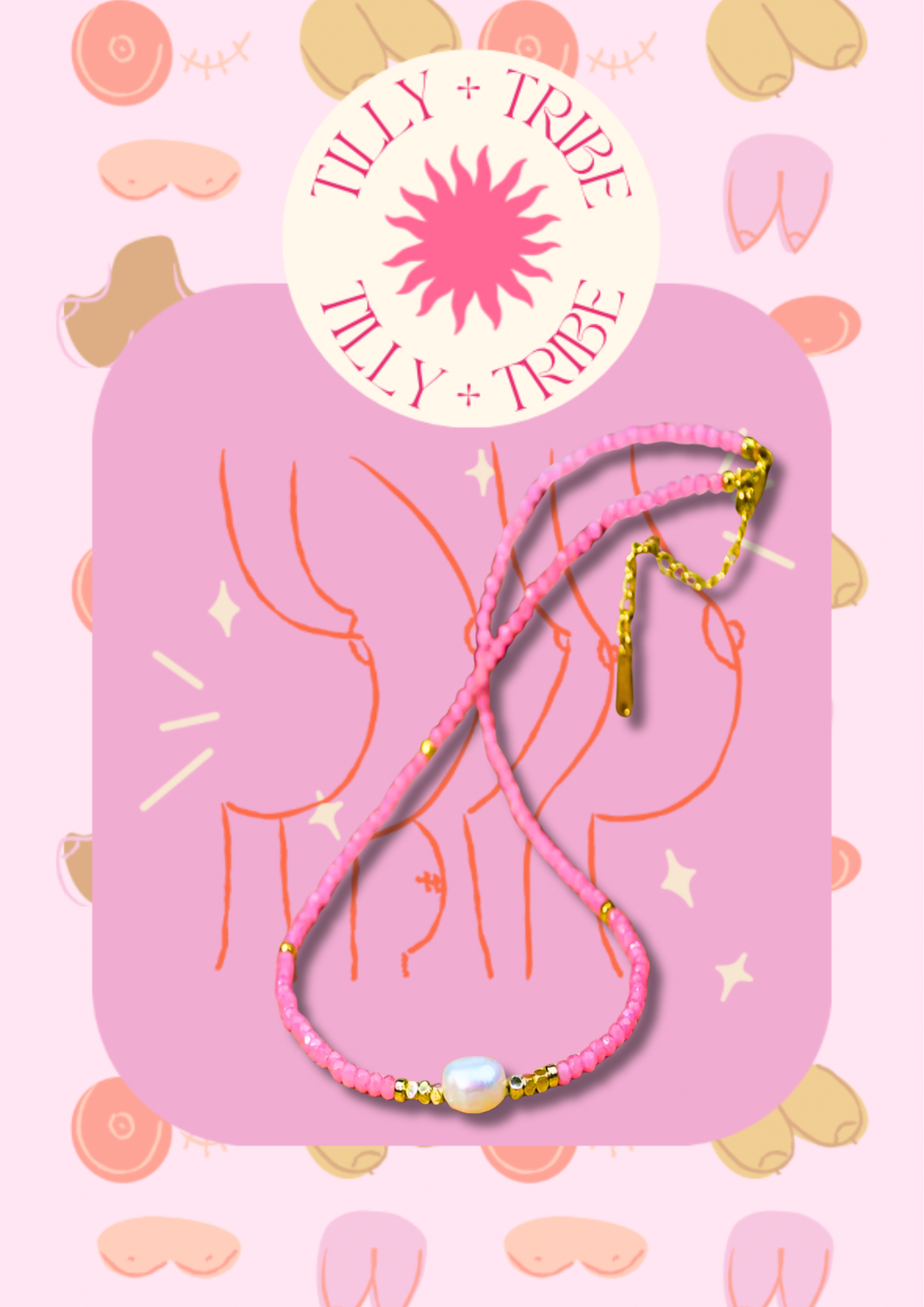 Beaded pink petal necklace