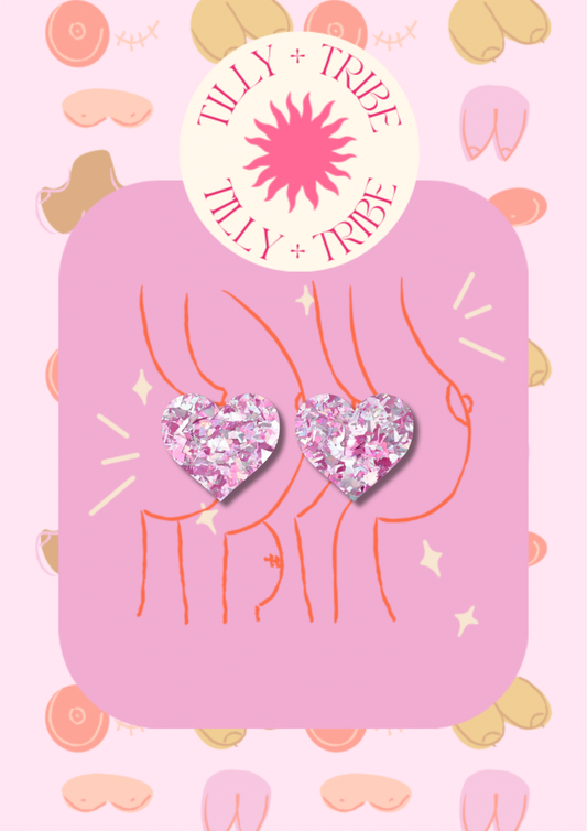 Glitter heart studs