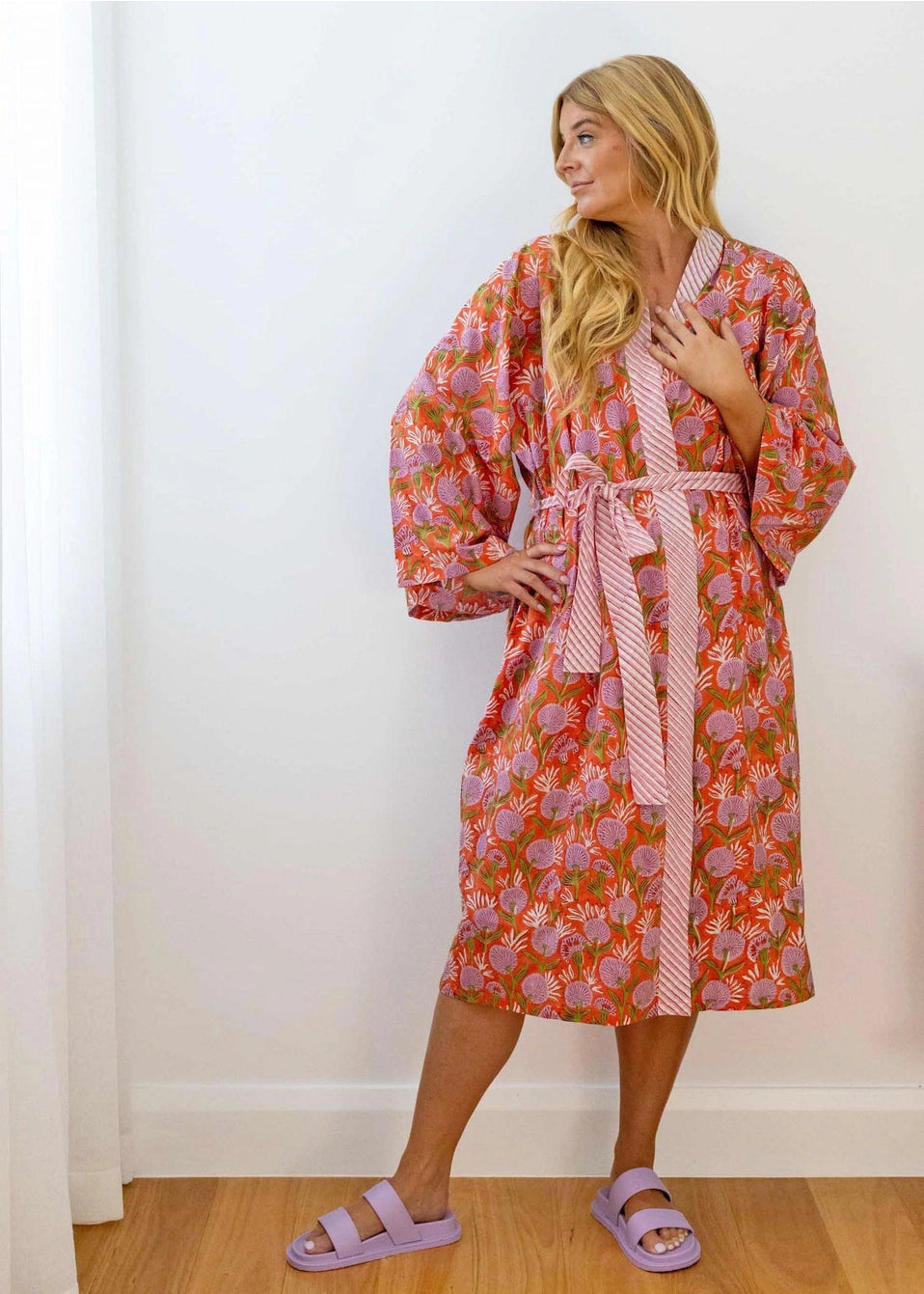 Women's Cotton Kimono Robe - Hanako