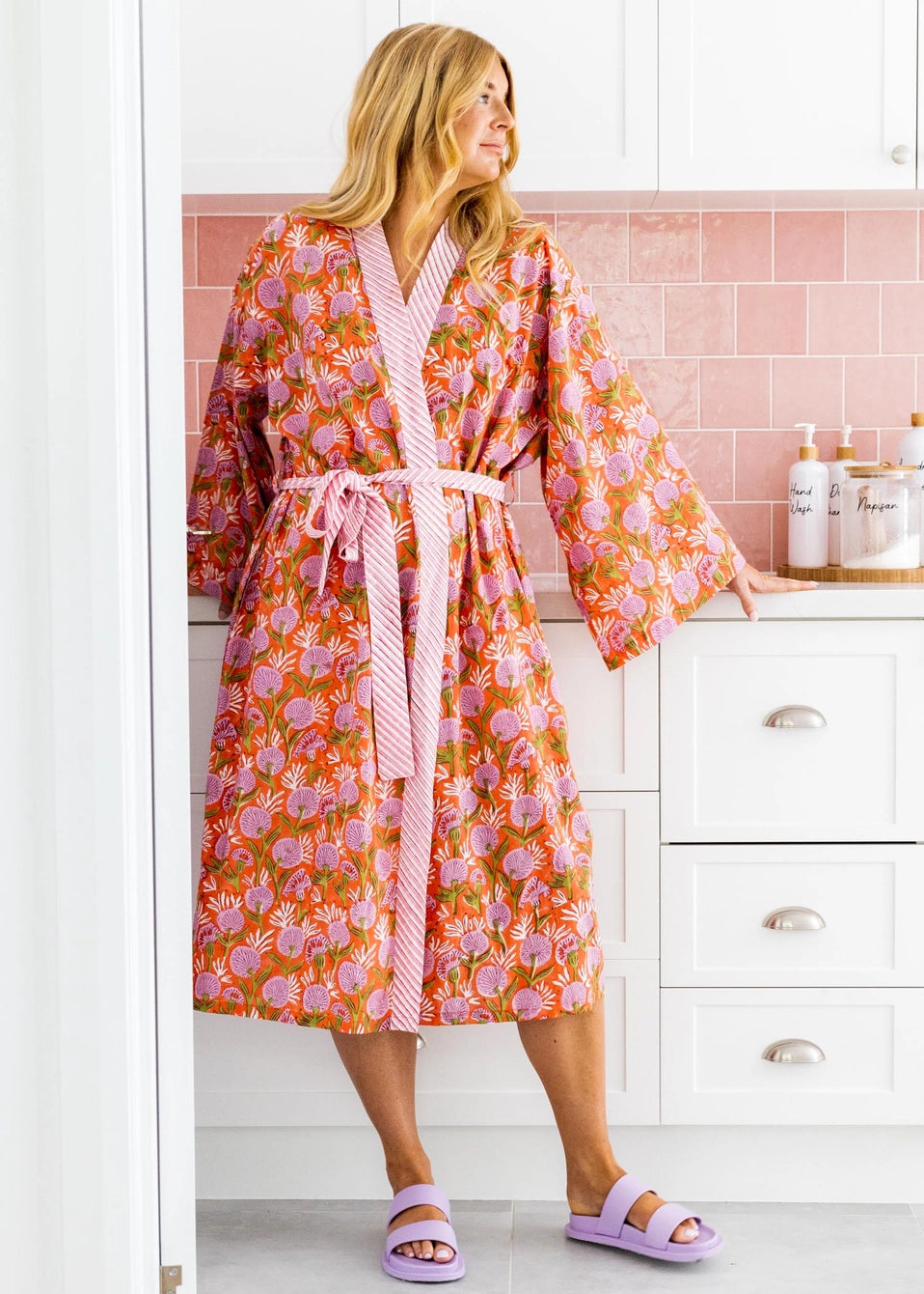 Women's Cotton Kimono Robe - Hanako