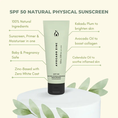 Avocado Zinc - Spf 50 Natural Physical Sunscreen